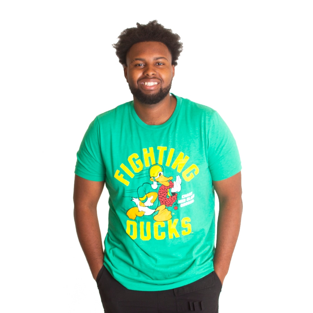 Fighting Duck, Green, Crew Neck, Men, Unisex, Football, Homefield, Fighting Duck, Duck Running with Football, T-Shirt, 751000